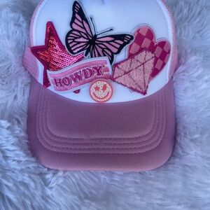 Pink Trucker Hat with Patches
